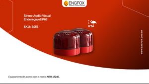 Sirene Audiovisual IP66 Engfox Para Áreas Externas | Alarme De Incêndio Endereçável